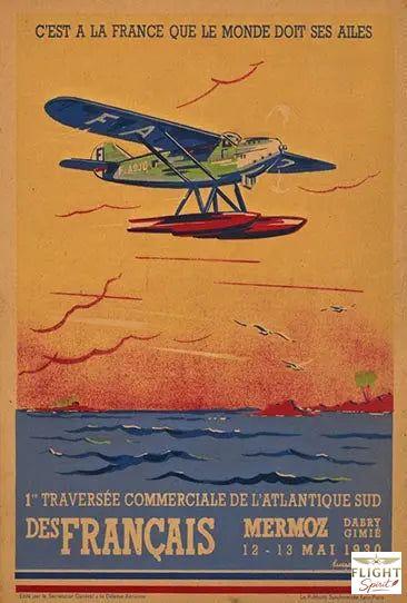 Vintage Air France Mermoz Poster