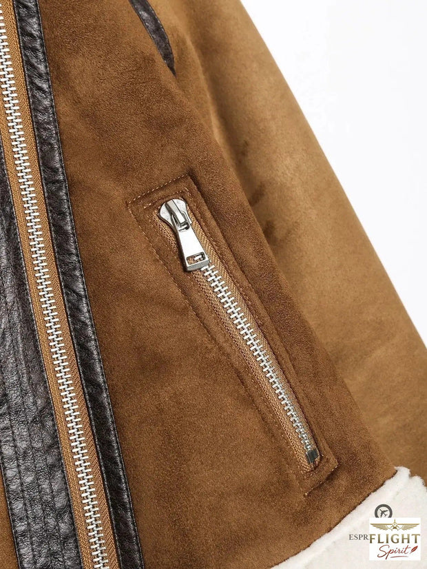 Kurze Damen-Pilotenjacke mit Lammfell