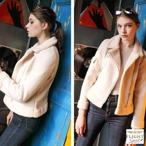 Damen Leder Fliegerjacke Wildleder Rosa