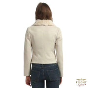Damen Bomberjacke mit falschem Pelz Beige