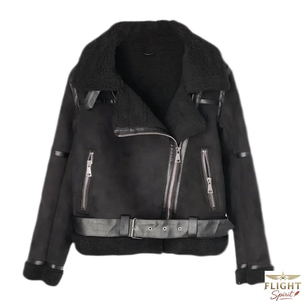 Damen Fliegerjacke aus Kunst-Lammfell