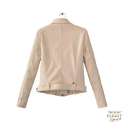 Damen Fliegerjacke Kunstleder Beige