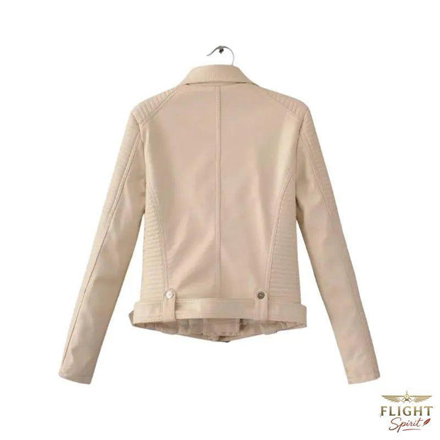 Damen Fliegerjacke Kunstleder Beige