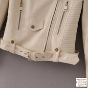 Damen Fliegerjacke Kunstleder Beige