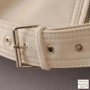 Damen Fliegerjacke Kunstleder Beige
