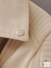 Damen Fliegerjacke Kunstleder Beige