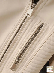 Damen Fliegerjacke Kunstleder Beige