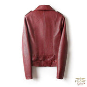 Damen-Bomberjacke Kunstleder Rot