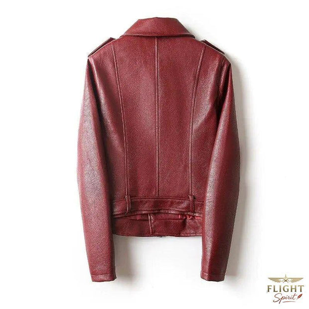 Damen-Bomberjacke Kunstleder Rot