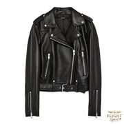 Damen Fliegerjacke schwarzes Kunstleder
