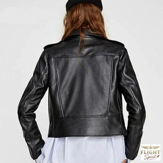 Damen Fliegerjacke schwarzes Kunstleder