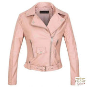 Damen Fliegerjacke Kunstleder Rosa