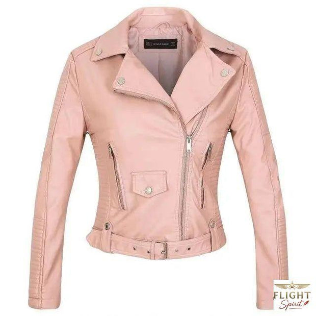 Damen Fliegerjacke Kunstleder Rosa