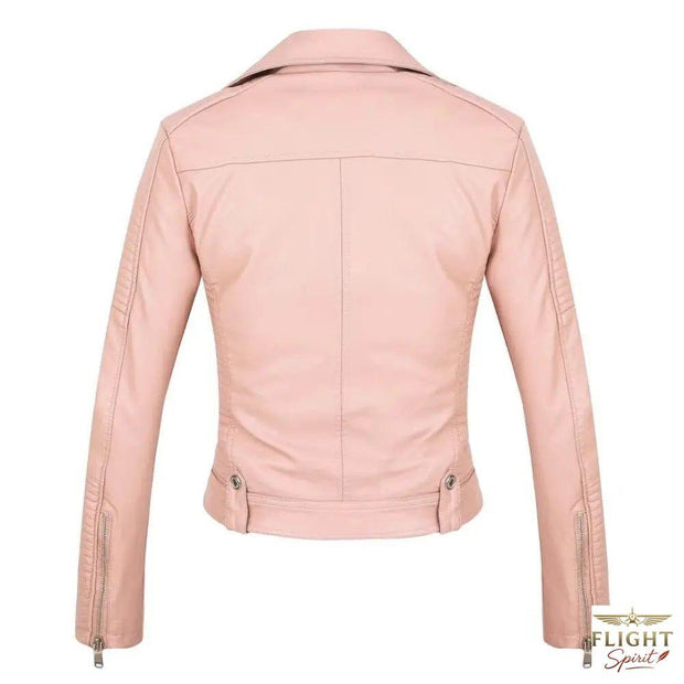 Damen Fliegerjacke Kunstleder Rosa