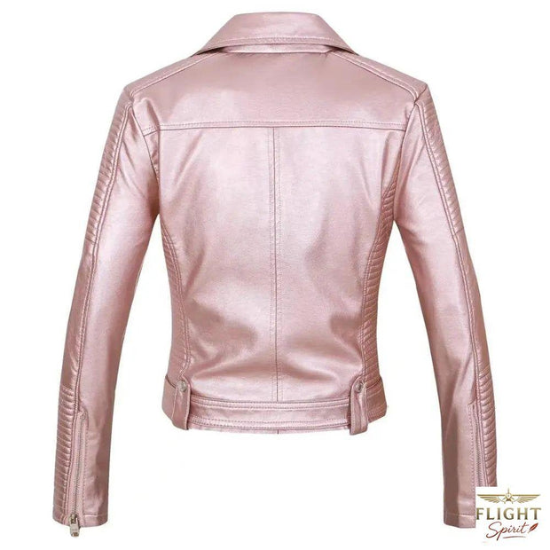 Damen Fliegerjacke aus Kunstleder in Blassrosa