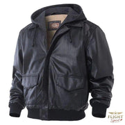 Männer Fliegerjacke mit Kapuze Schwarz