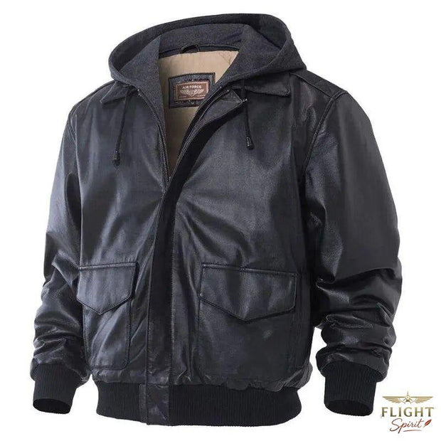 Männer Fliegerjacke mit Kapuze Schwarz