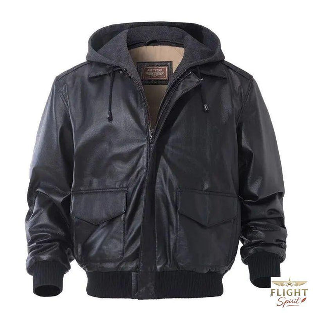 Männer Fliegerjacke mit Kapuze Schwarz