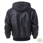 Männer Fliegerjacke mit Kapuze Schwarz
