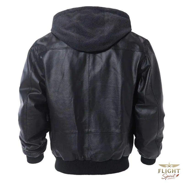 Männer Fliegerjacke mit Kapuze Schwarz