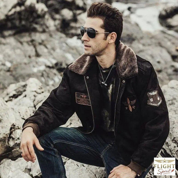 Männer Fliegerjacke mit wattiertem Kragen