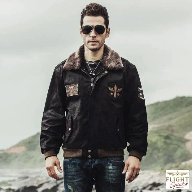 Männer Fliegerjacke mit wattiertem Kragen