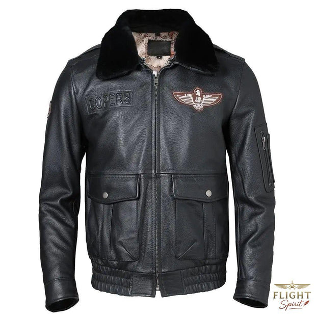Männlicher Lederpilotjacke aus Rindsleder