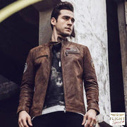 Lässige Lederjacke für Herren im Anti-Aggression Stil