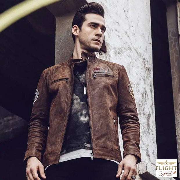 Lässige Lederjacke für Herren im Anti-Aggression Stil