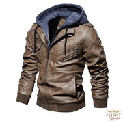 Männlicher brauner Leder-Fliegerjacke