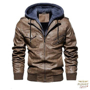 Männlicher brauner Leder-Fliegerjacke