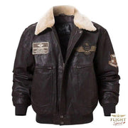 Schwarzer Herren-Lederfliegerjacke