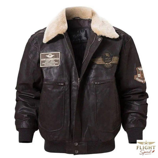 Schwarzer Herren-Lederfliegerjacke