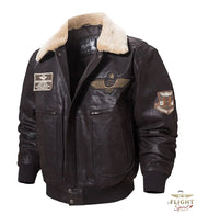 Schwarzer Herren-Lederfliegerjacke