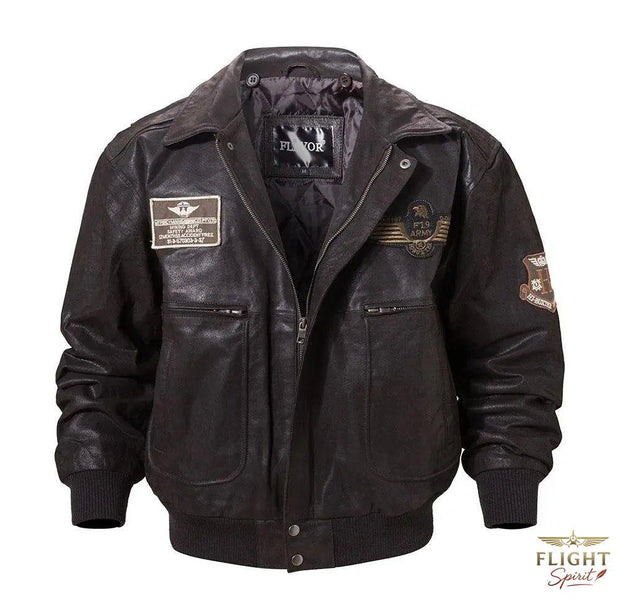 Schwarzer Herren-Lederfliegerjacke