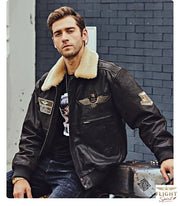 Schwarzer Herren-Lederfliegerjacke