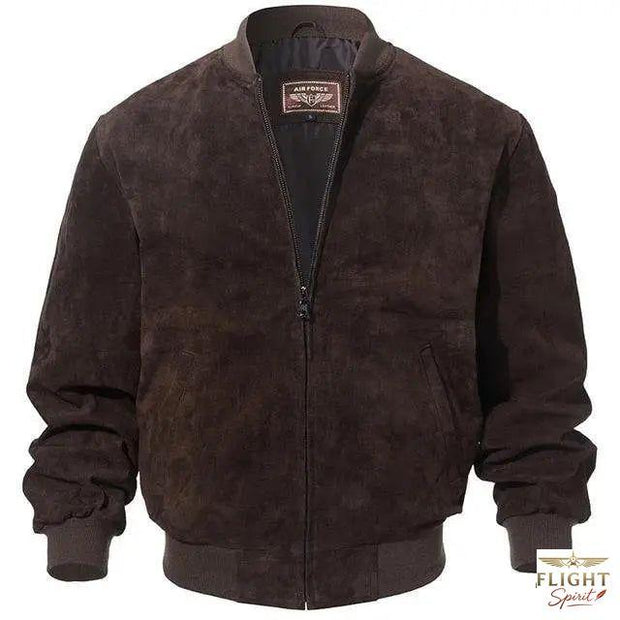 Männlicher Pilotenjacke aus Schweineleder (Schwarz)
