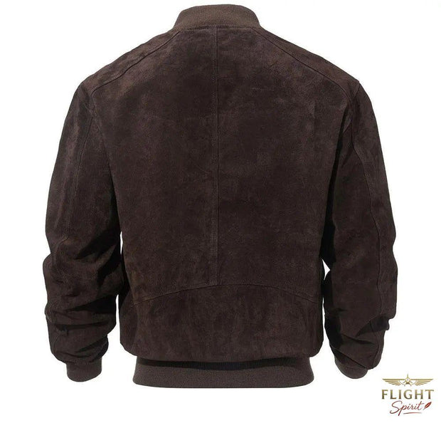 Männlicher Pilotenjacke aus Schweineleder (Schwarz)