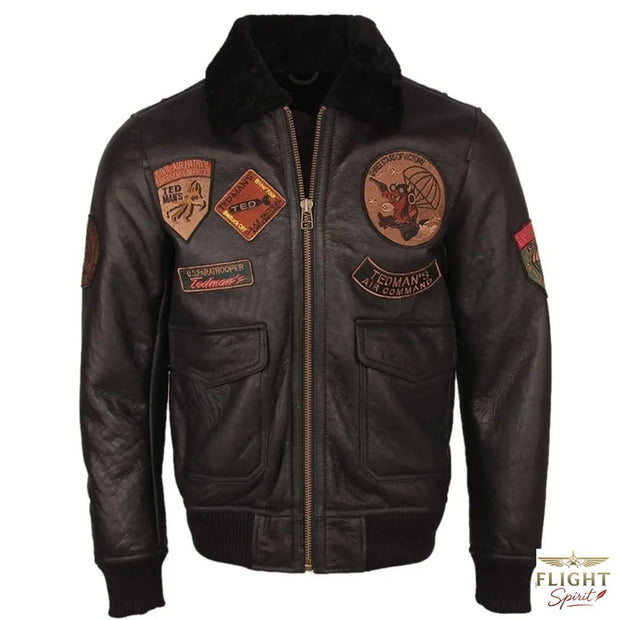 Männers Flugjacke aus Leder im Pilotenstil