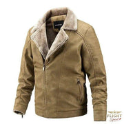 Herren Fliegerjacke aus Kunstleder in Beige