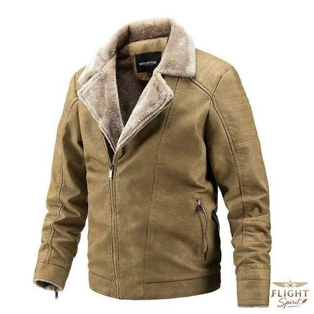Herren Fliegerjacke aus Kunstleder in Beige