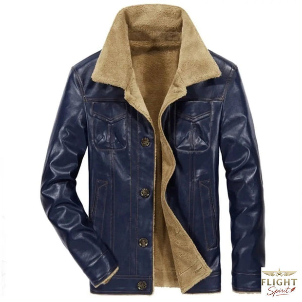 Männer Fliegerjacke aus Kunstleder in Marineblau