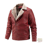 Herren-Fliegerjacke aus Kunstleder rot