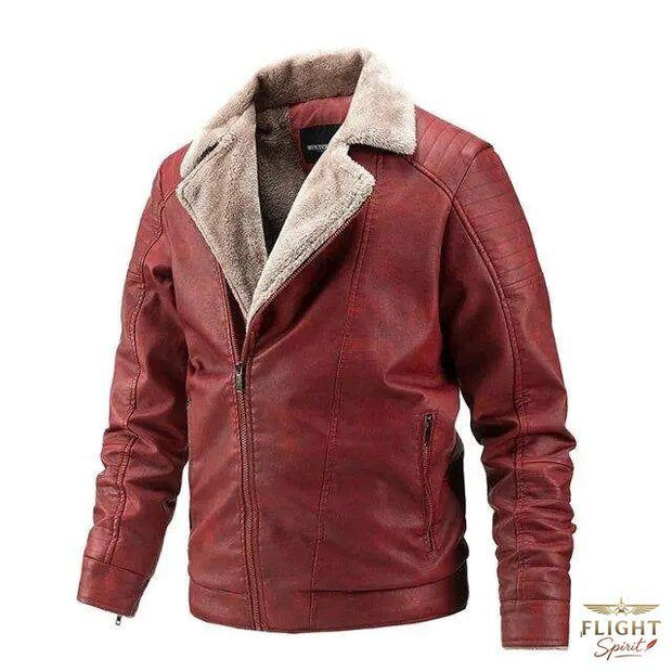 Herren-Fliegerjacke aus Kunstleder rot