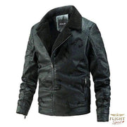Herren-Fliegerjacke aus Kunstleder in Grün