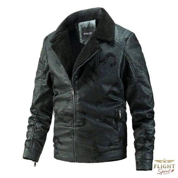 Herren-Fliegerjacke aus Kunstleder in Grün