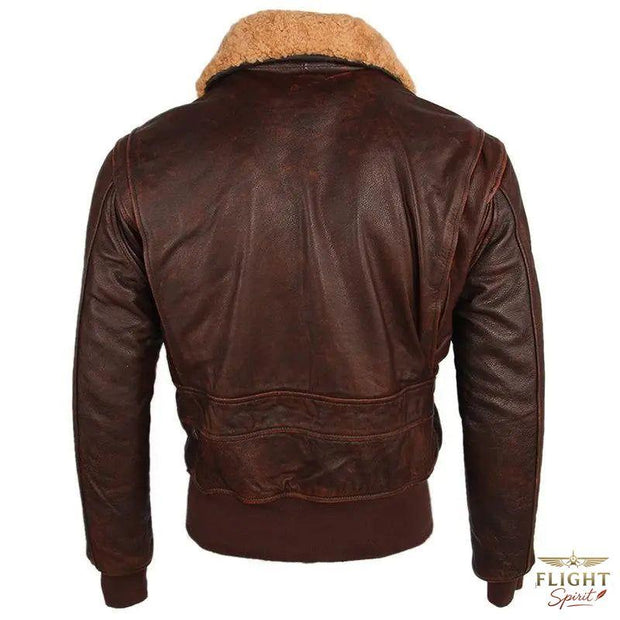 Männer-Lederjacke im Aviator-Stil aus braunem Rindsleder