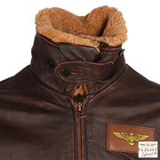 Männer-Lederjacke im Aviator-Stil aus braunem Rindsleder