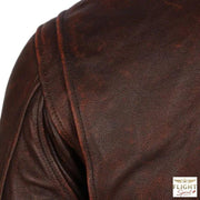 Männer-Lederjacke im Aviator-Stil aus braunem Rindsleder