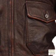 Männer-Lederjacke im Aviator-Stil aus braunem Rindsleder